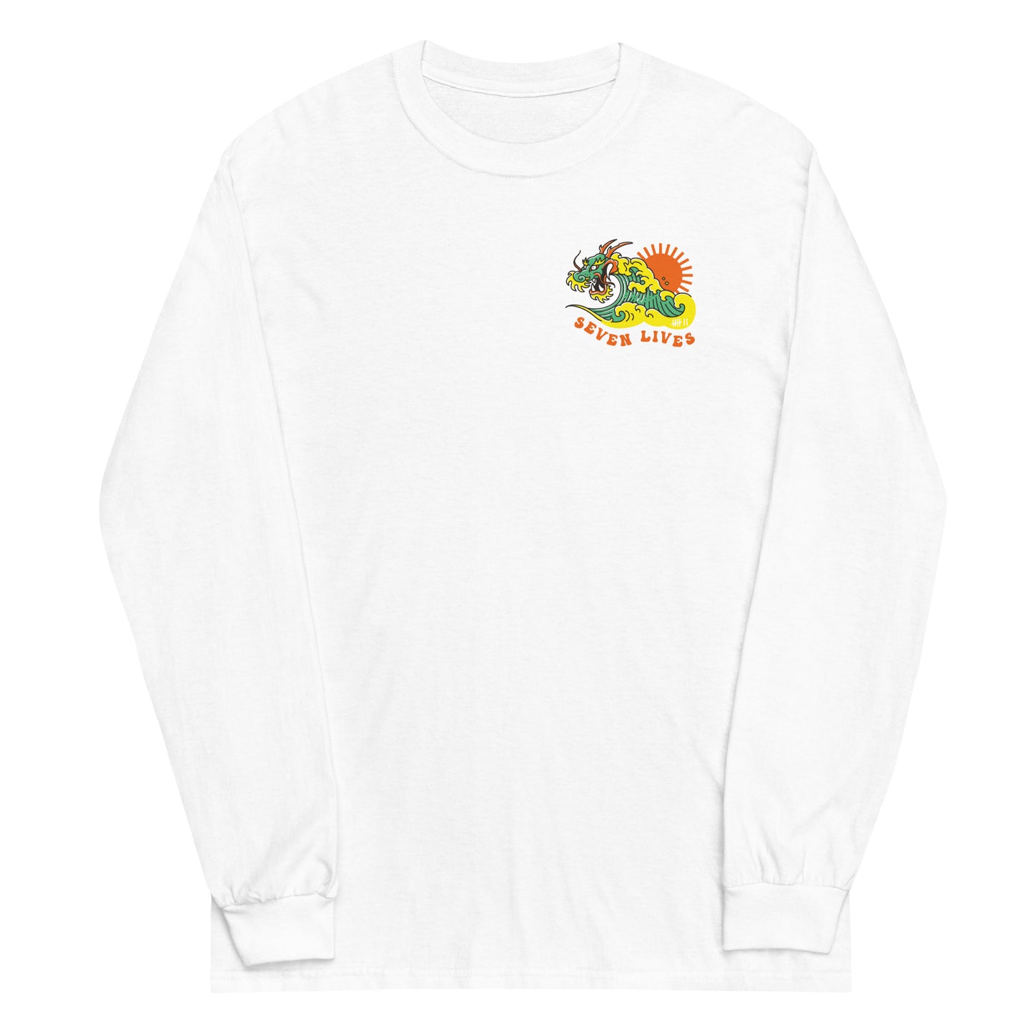 SEVEN LIVES - DRAGONWAVE // Front & Backprint - White Long Sleeve Shirt
