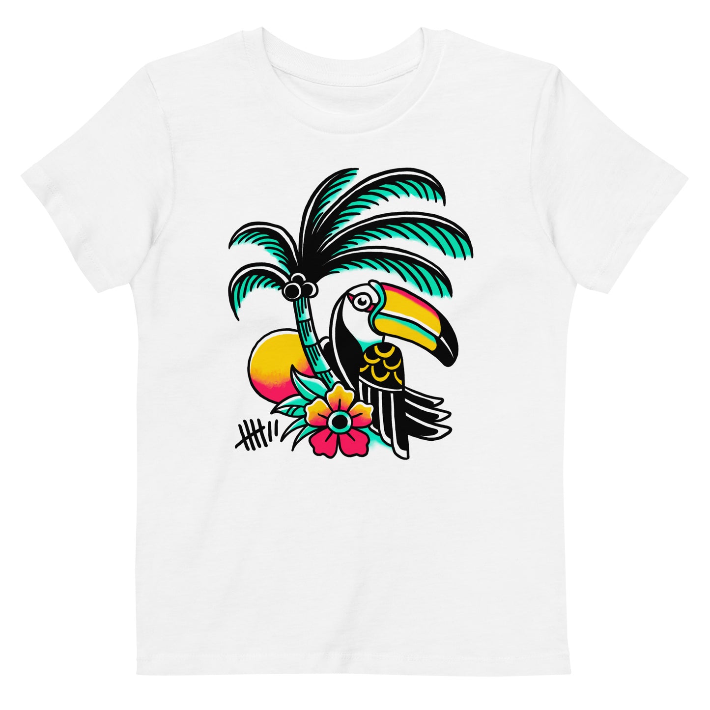 SEVEN LIVES *KIDS* - TUCAN // Frontprint - Grey/White Unisex Organic T-Shirt