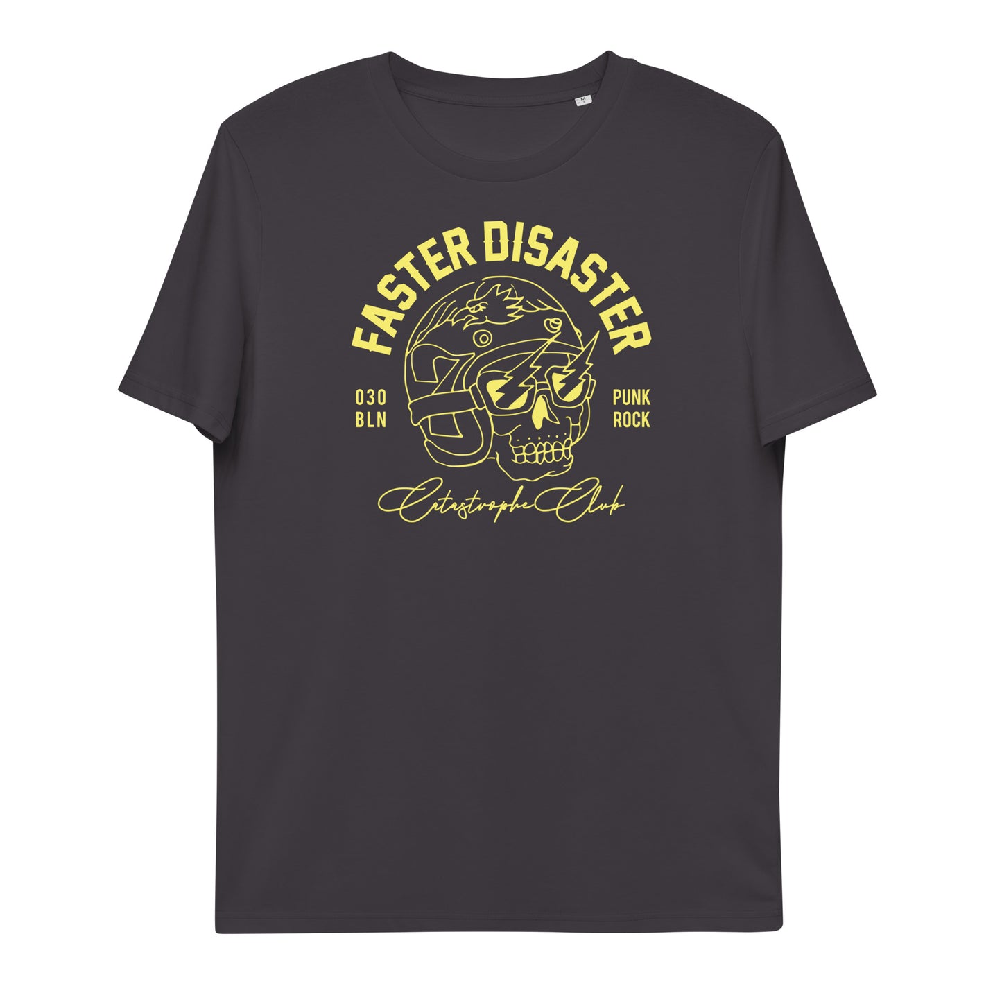 FASTER DISASTER - HELMETSKULL // Frontprint - Dark Unisex Organic T-Shirts