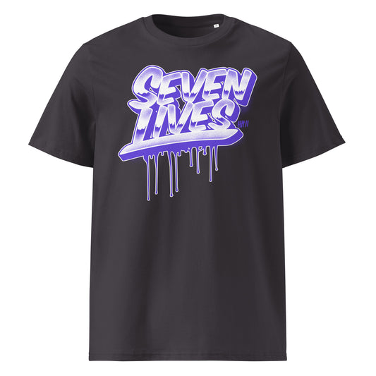 SEVEN LIVES - CHROME LETTERING // Frontprint - Dif. Colors Unisex Organic T-Shirt