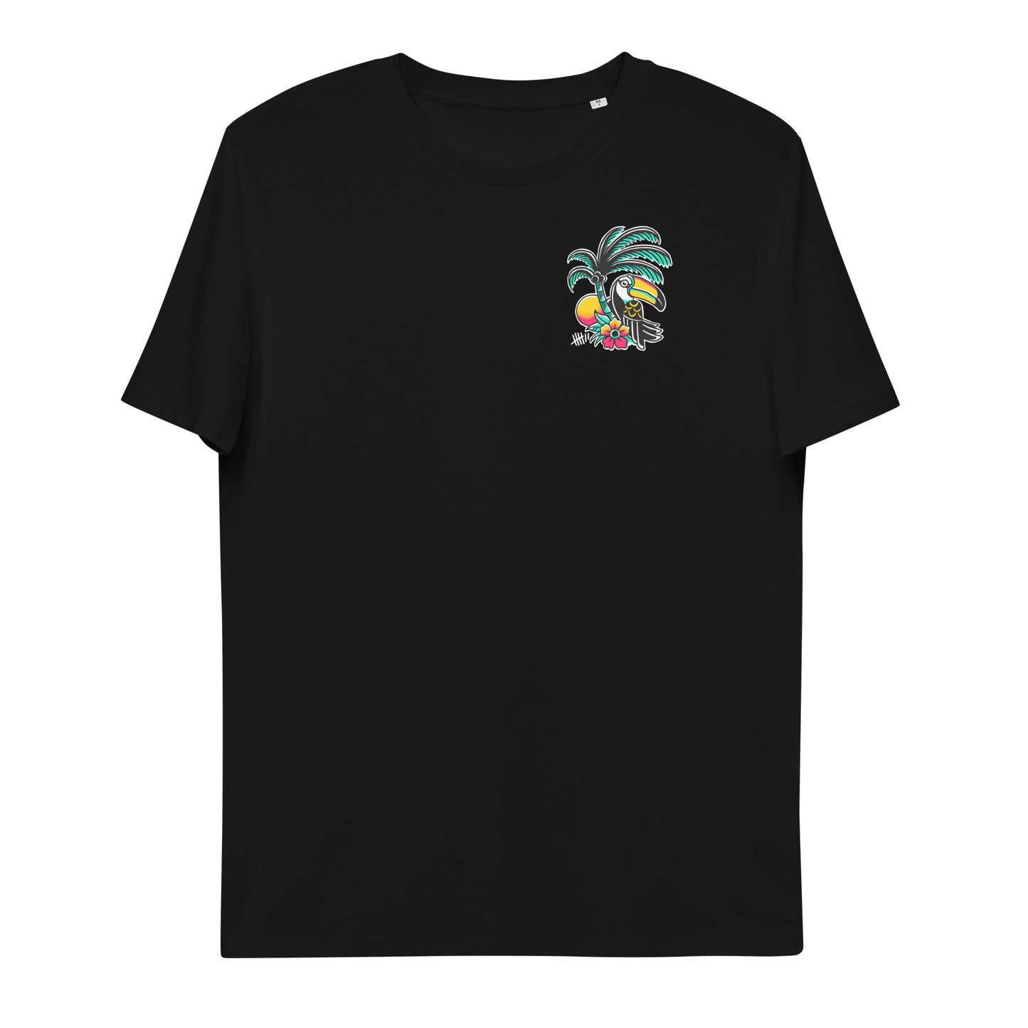 SEVEN LIVES - TUCAN // Front & Backprint - Black Unisex Organic T-Shirt