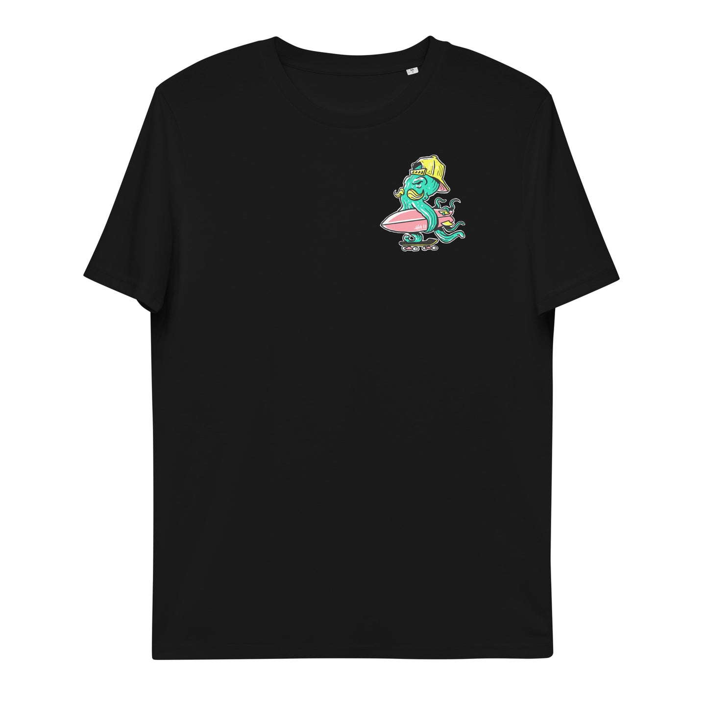 SEVEN LIVES - OCTOSURF // Front & Backprint - Black Unisex Organic T-Shirt