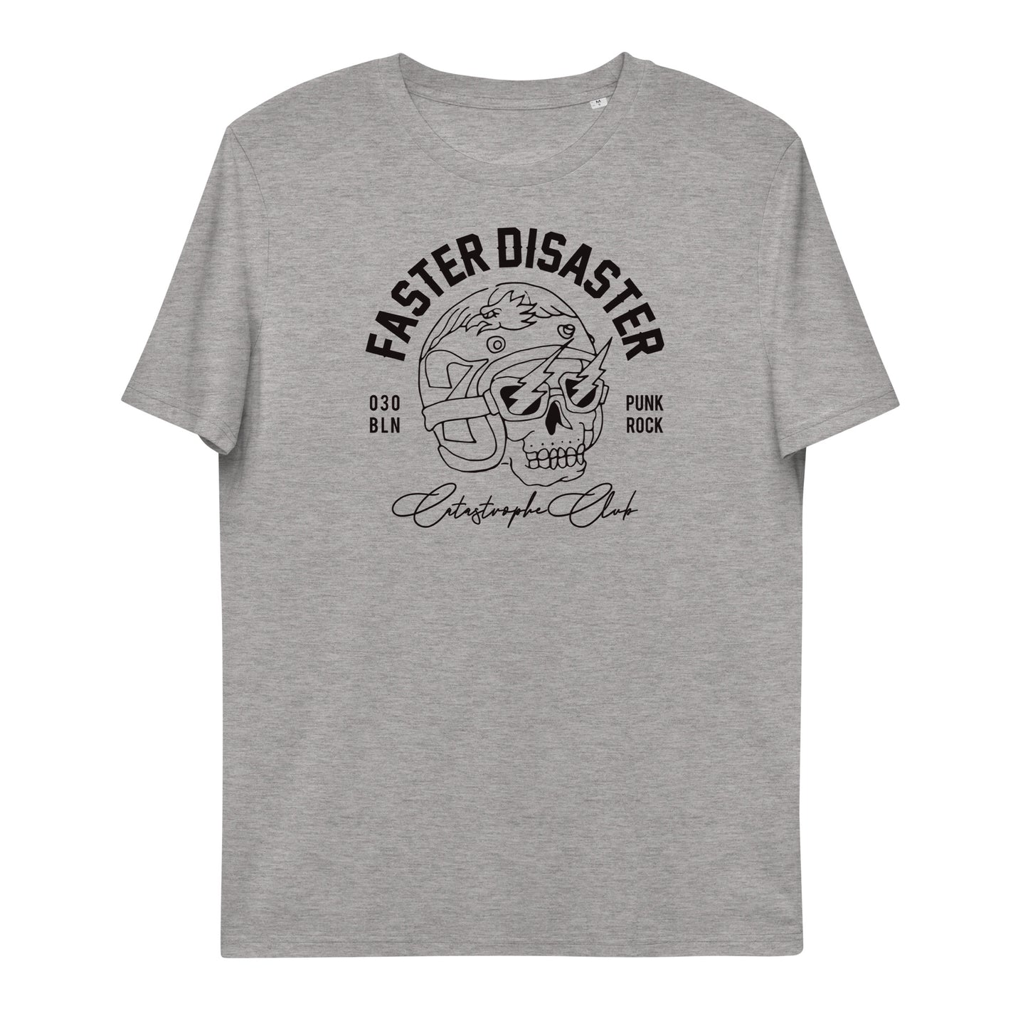 FASTER DISASTER - HELMETSKULL // Frontprint - White & Grey Unisex Organic T-Shirt