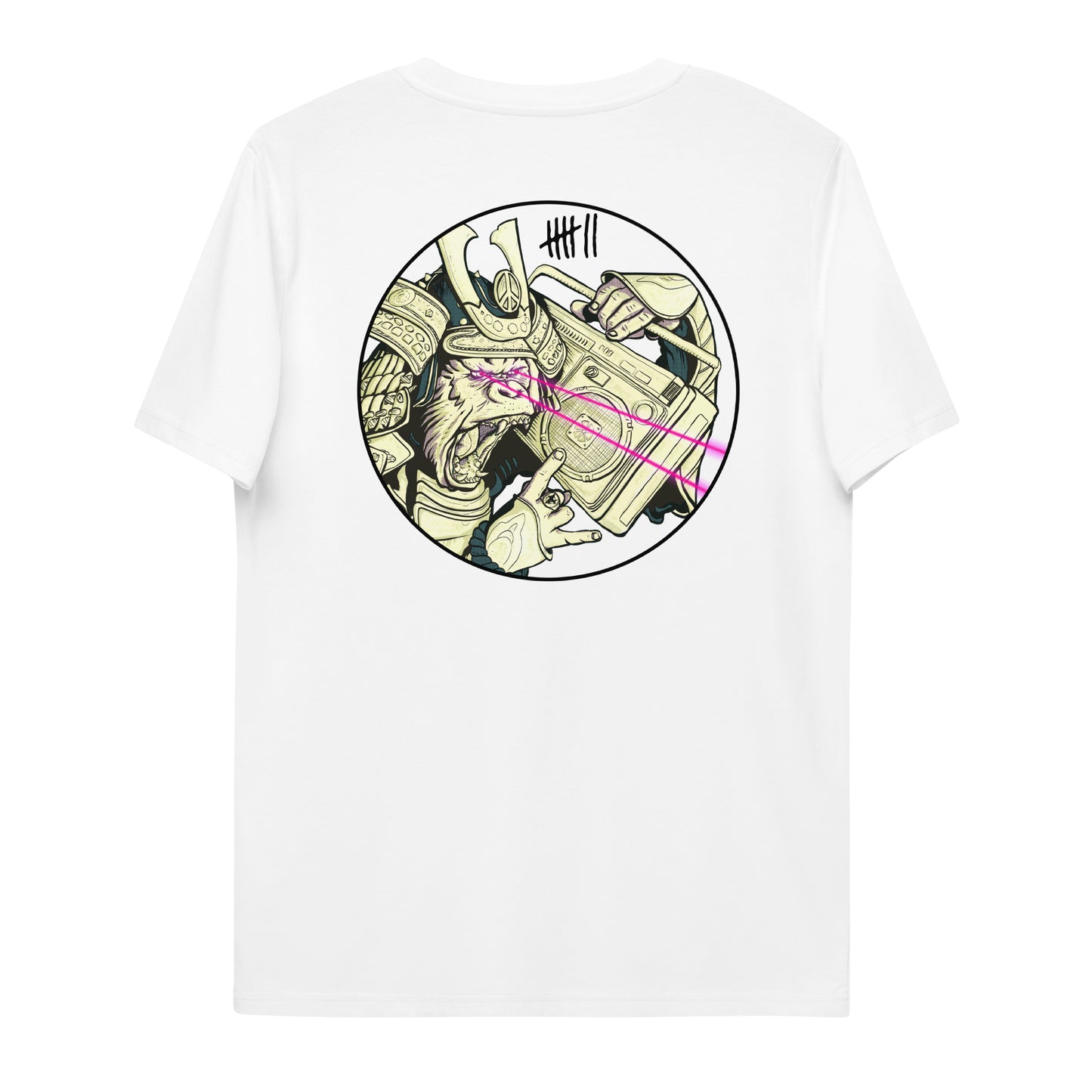 SEVEN LIVES - LAZER EYEZ // Front & Backprint - Black Unisex Organic T-Shirt