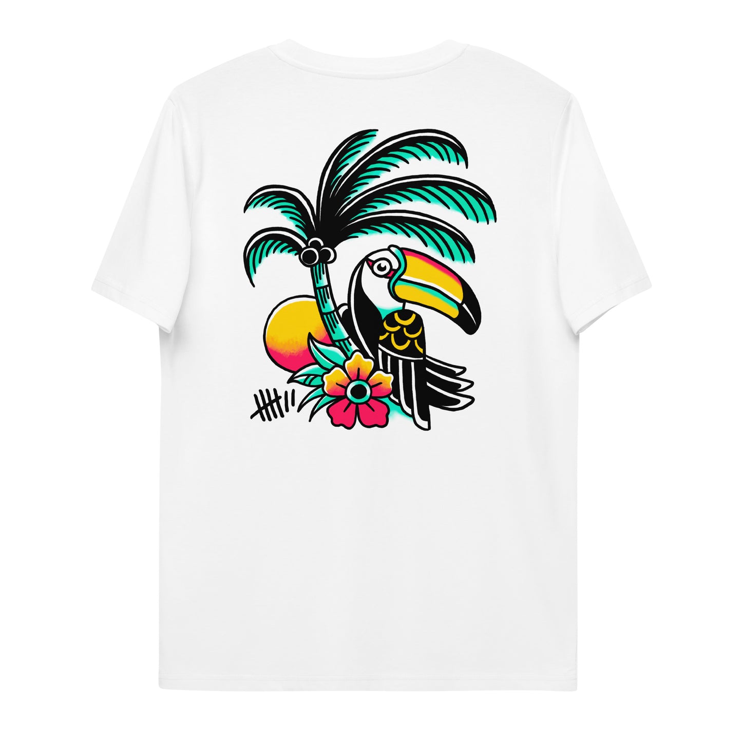 SEVEN LIVES - TUCAN // Front & Backprint - White Unisex Organic T-Shirt
