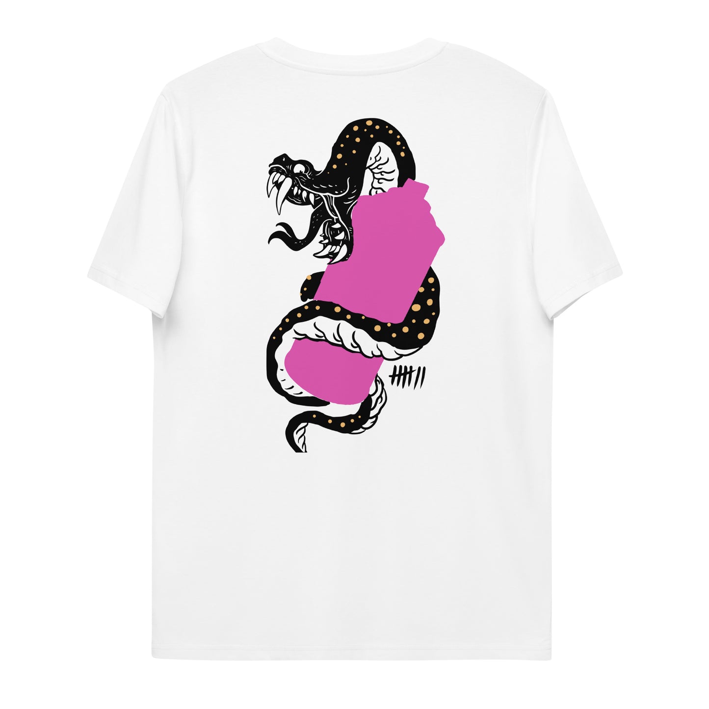 SEVEN LIVES - AEROSOL SNAKE // Front & Backprint - White Unisex Organic T-Shirt