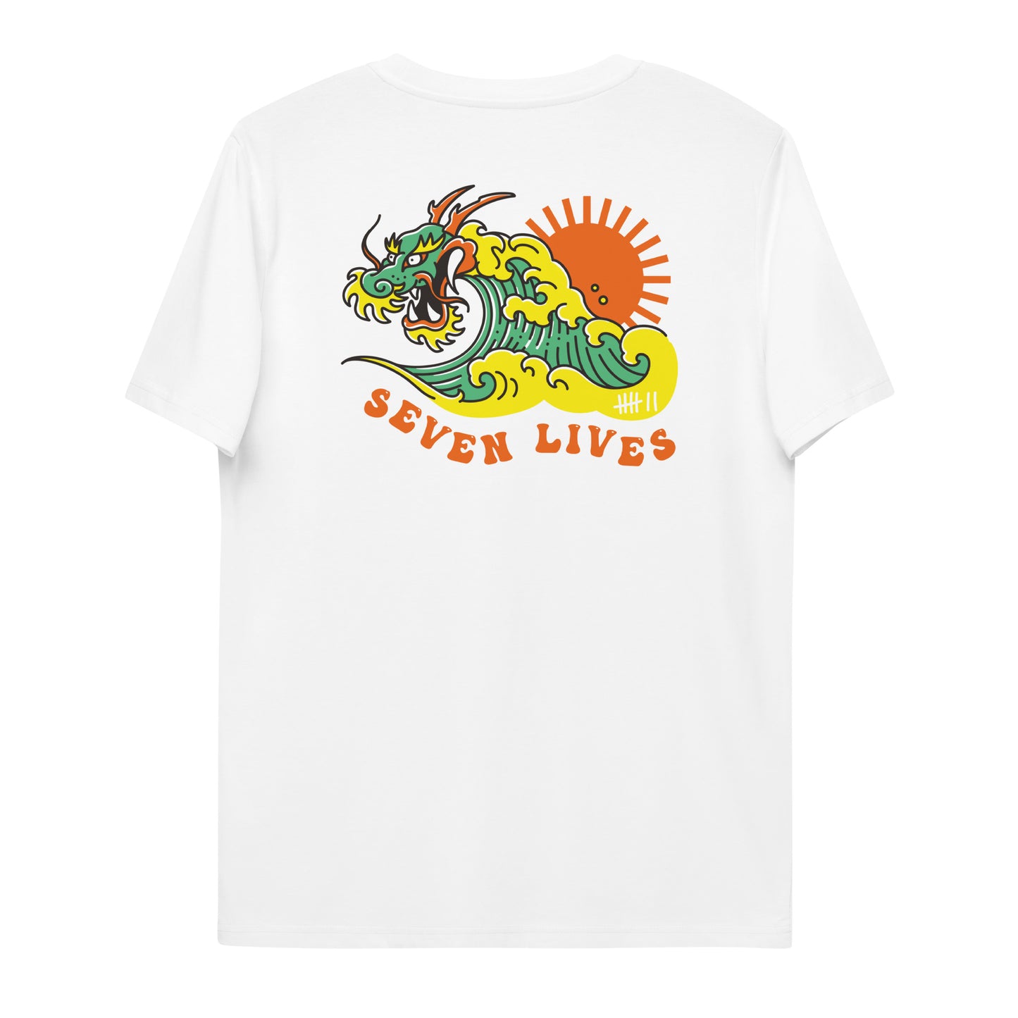 SEVEN LIVES - DRAGONWAVE // Front & Backprint - White Unisex Organic T-Shirt