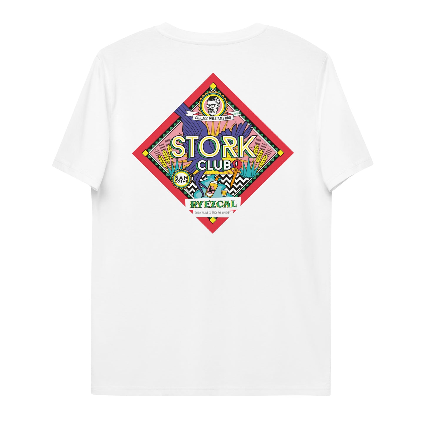 STORK CLUB - RYEZCAL // Front & Backprint - White Unisex Organic T-Shirt