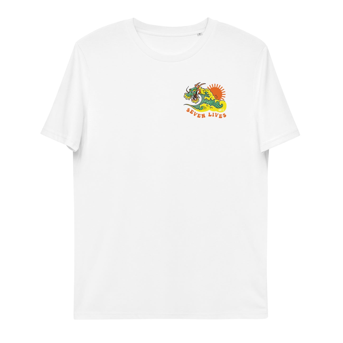 SEVEN LIVES - DRAGONWAVE // Front & Backprint - White Unisex Organic T-Shirt