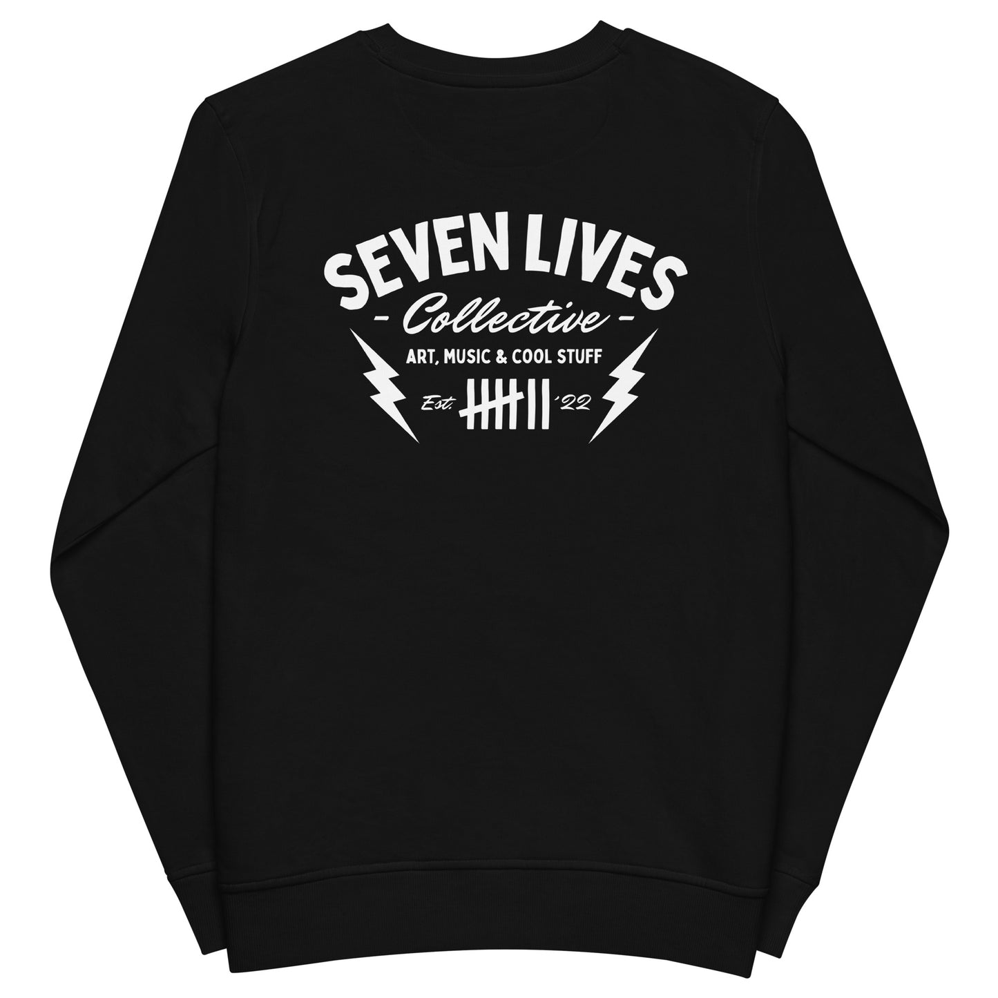 SEVEN LIVES - CLASSIC THUNDERBOLTS // Black & Blue Unisex Organic Sweater