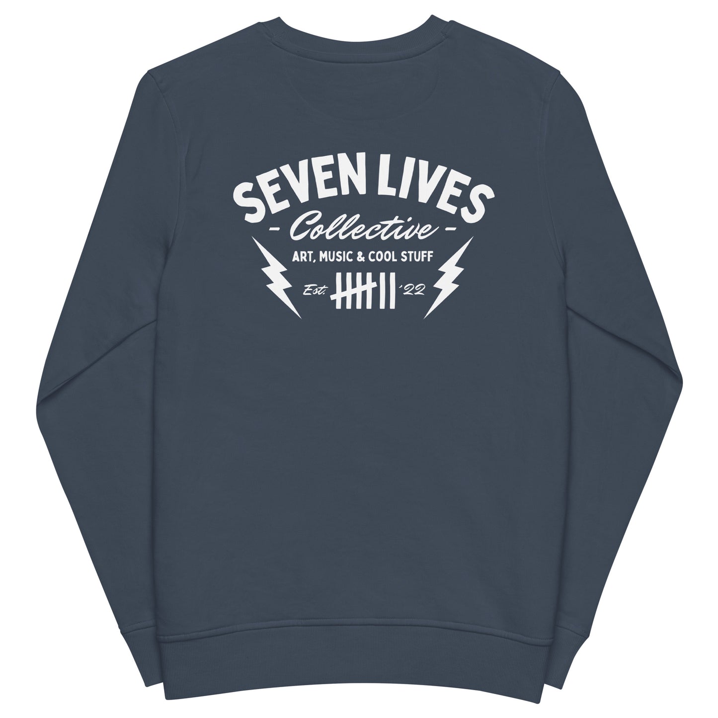 SEVEN LIVES - CLASSIC THUNDERBOLTS // Black & Blue Unisex Organic Sweater