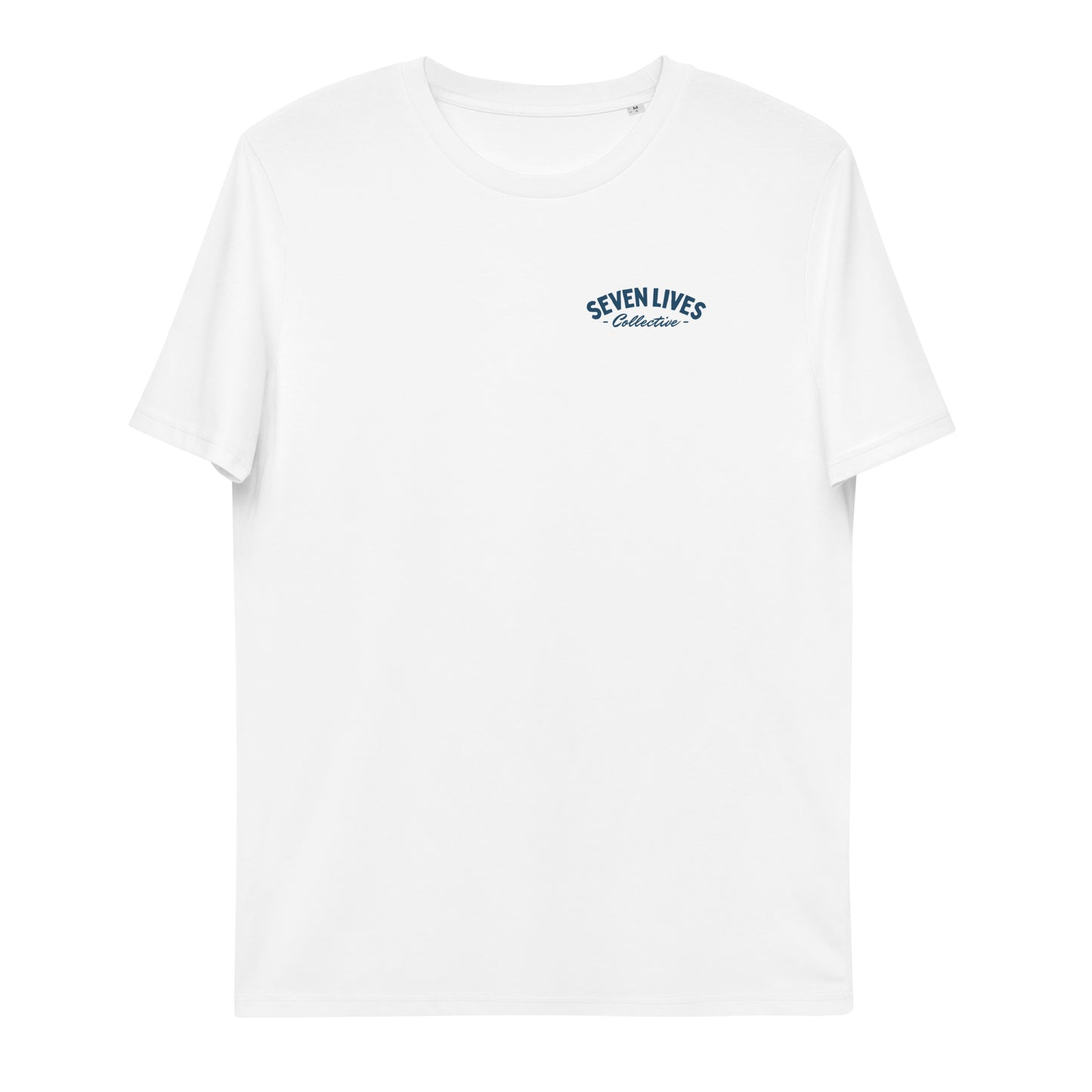 SEVEN LIVES - SKULLRIDER // Front & Backprint - White Unisex Organic T-Shirt