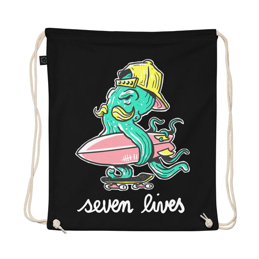 SEVEN LIVES - OCTOSURF // Organic cotton drawstring bag