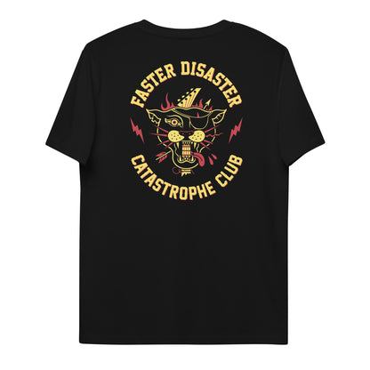 FASTER DISASTER - PANTHER // Front & Backprint - Black/Grey Unisex Organic T-Shirt