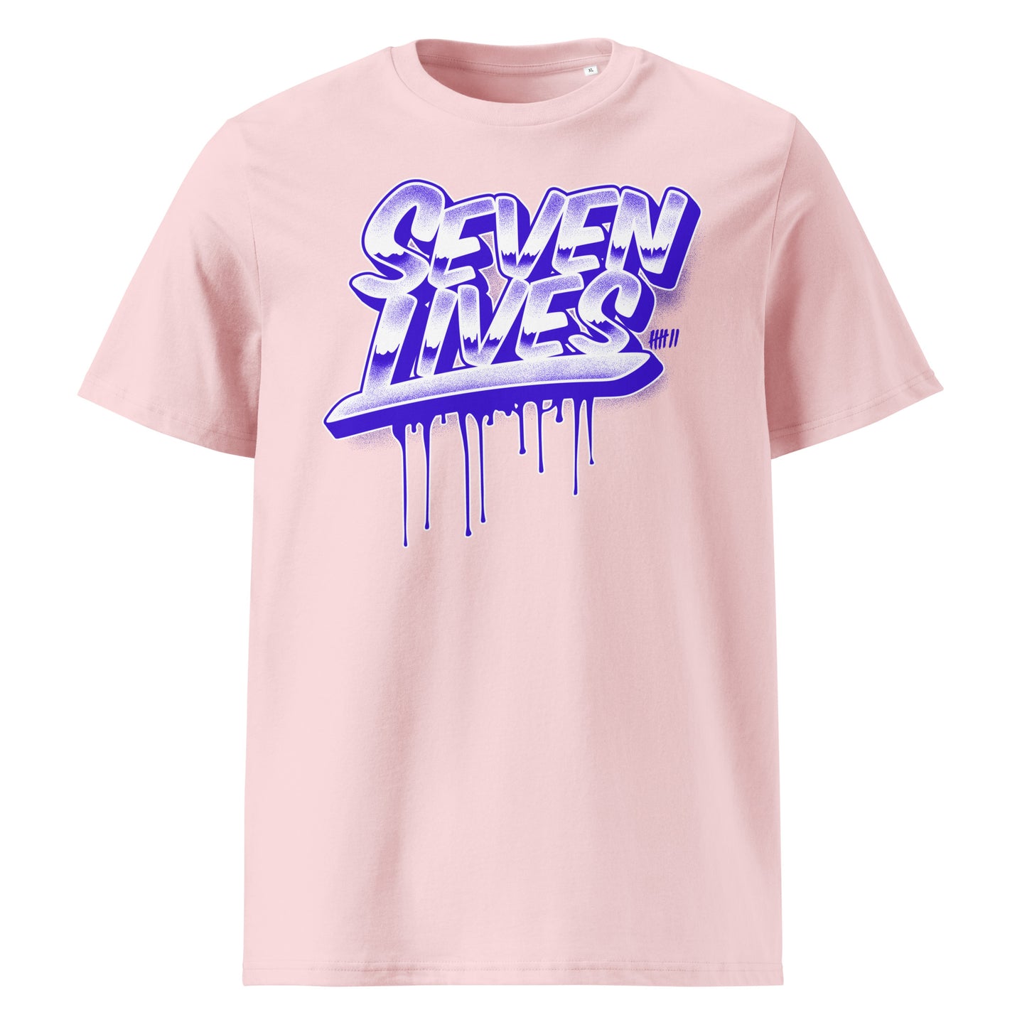 SEVEN LIVES - CHROME LETTERING // Frontprint - Dif. Colors Unisex Organic T-Shirt