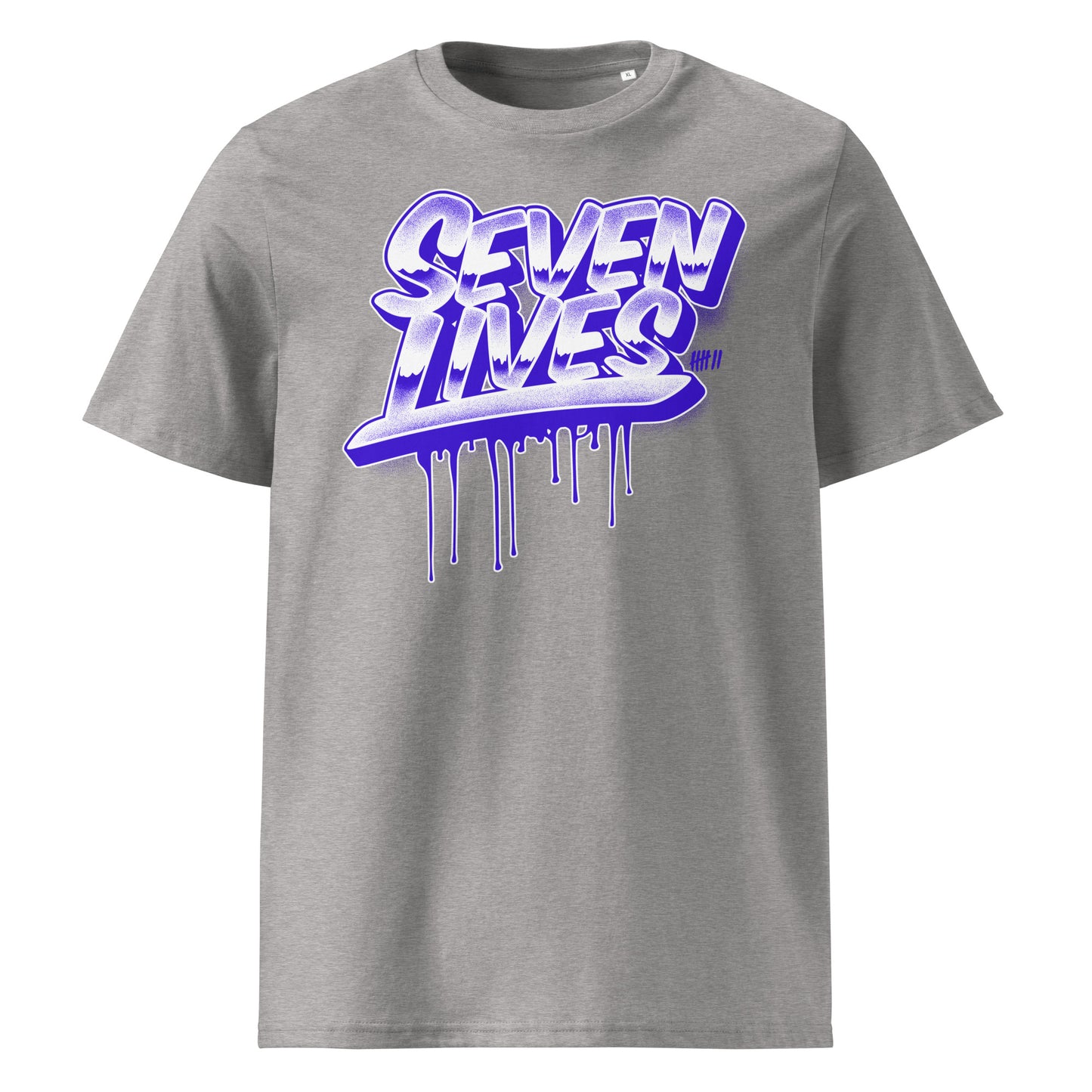 SEVEN LIVES - CHROME LETTERING // Frontprint - Dif. Colors Unisex Organic T-Shirt