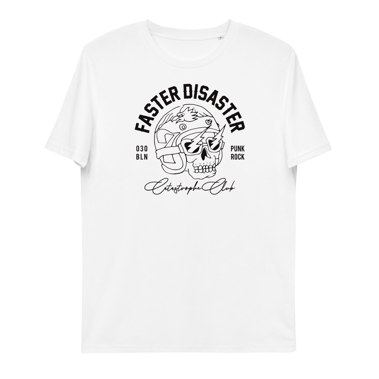 FASTER DISASTER - HELMETSKULL // Frontprint - White & Grey Unisex Organic T-Shirt