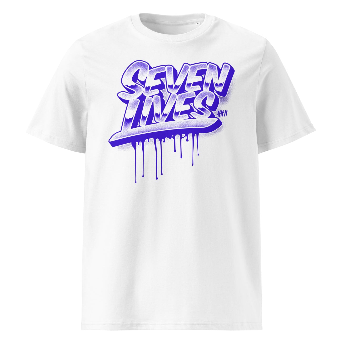 SEVEN LIVES - CHROME LETTERING // Frontprint - Dif. Colors Unisex Organic T-Shirt